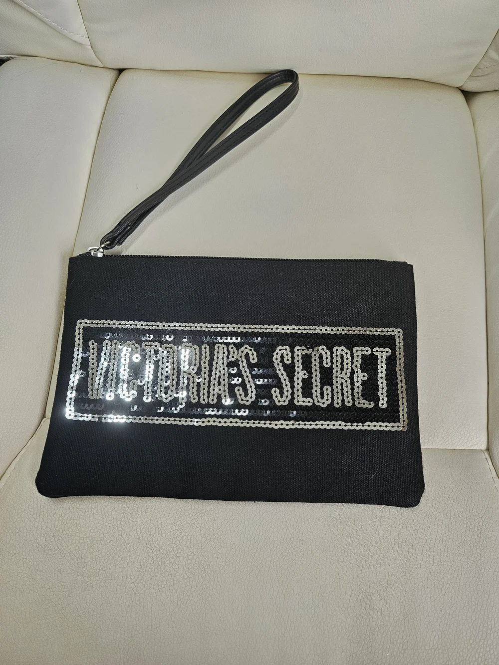 Victoria's Secret Black Sequin Logo Wristlet